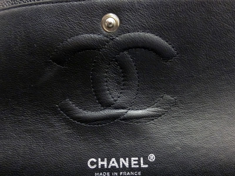 Chanel 2.55 Black Quilted Caviar Leather Shoulder Bag. - Image 5