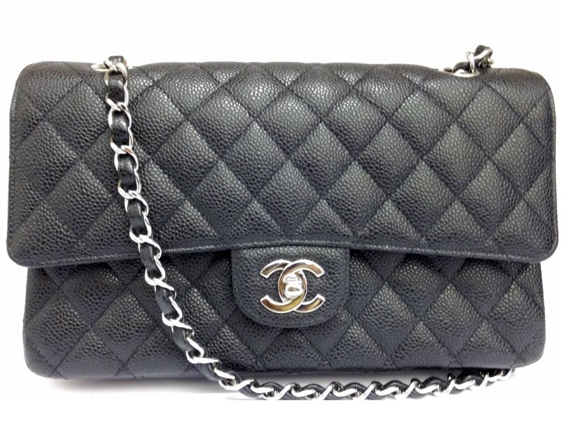 Chanel 2.55 Black Quilted Caviar Leather Shoulder Bag. - Image 6