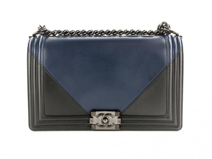 Chanel Navy and Black Medium Boy Bag