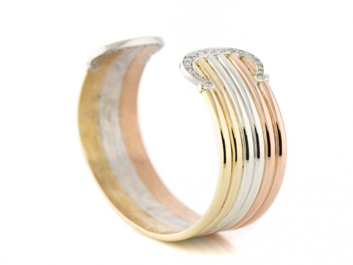 Tri Clolour Diamond Bangle - Image 3