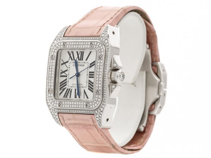 Cartier Santos 100 Diamond Watch - Image 2