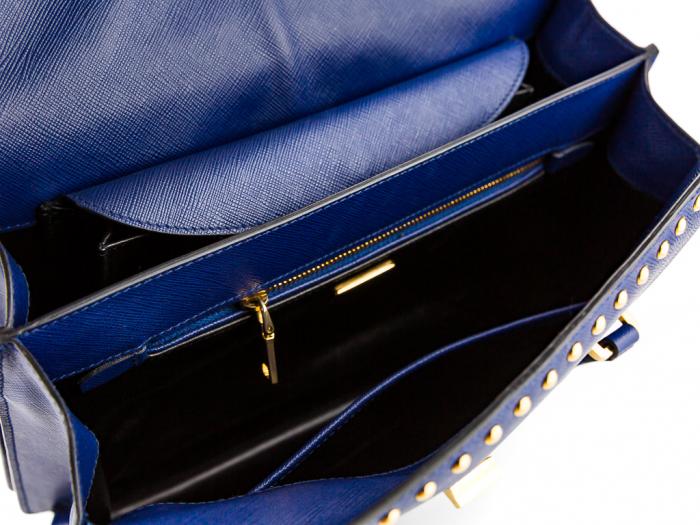 Prada Studded Saffiano Flap Bag - Image 4