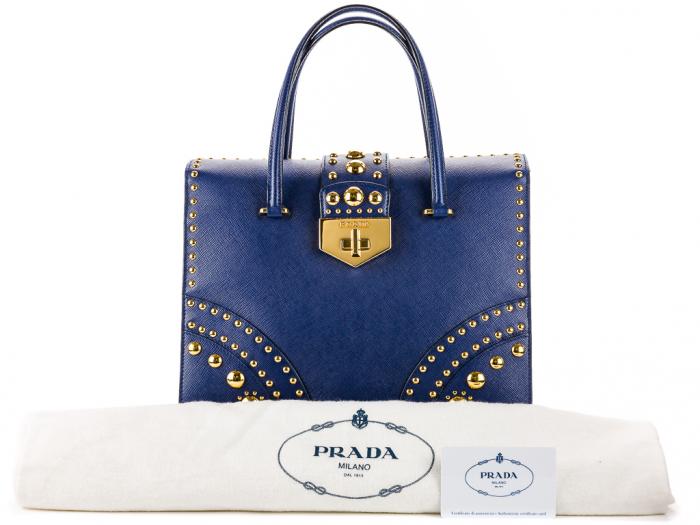 Prada Studded Saffiano Flap Bag - Image 5