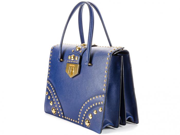 Prada Studded Saffiano Flap Bag