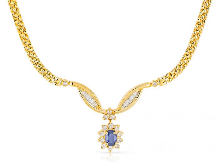 Sapphire & Diamond Necklace & Earring Set - Image 3