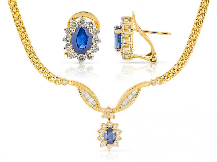 Sapphire & Diamond Necklace & Earring Set