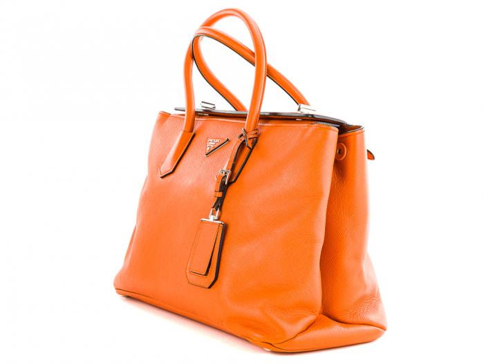 Prada Saffiano Turnlock Twin Tote - Image 2