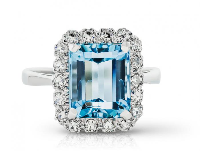 Aquamarine & Diamond Ring