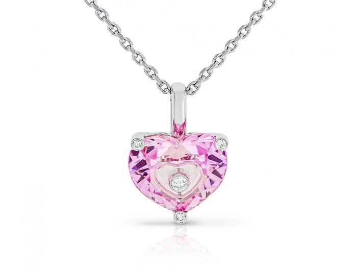 Chopard So Happy Floating Diamond & Pink Crystal Pendant 
