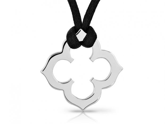Cartier Gold Clover on Silk Cord Necklace