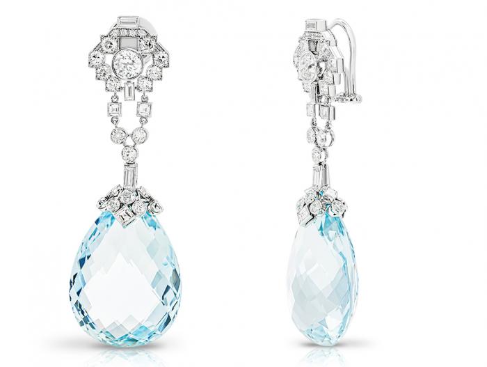 Cartier Aquamarine & Diamond  Earrings - Image 2