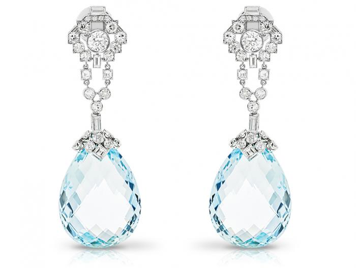 Cartier Aquamarine & Diamond  Earrings