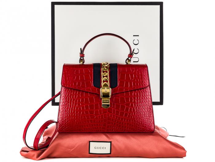 Gucci Sylvie Medium Alligator Bag - Image 6