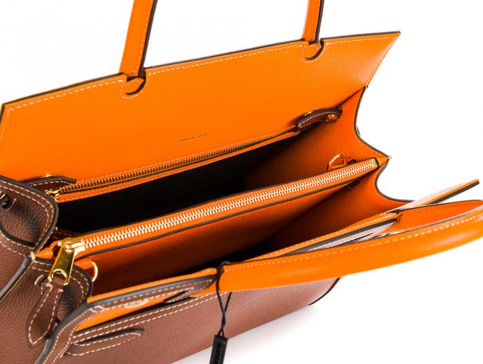 Burberry Tan and Orange Small Title Bag - Image 4