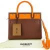 Burberry Tan and Orange Small Title Bag - Image 5