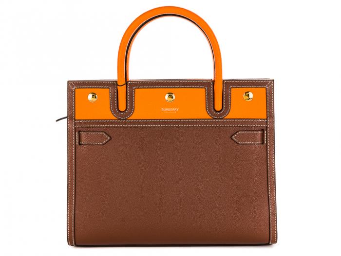 Burberry Tan and Orange Small Title Bag