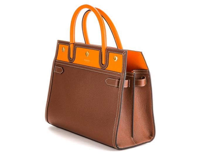 Burberry Tan and Orange Small Title Bag - Image 2