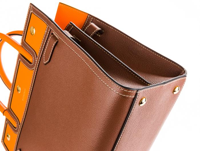Burberry Tan and Orange Small Title Bag - Image 3