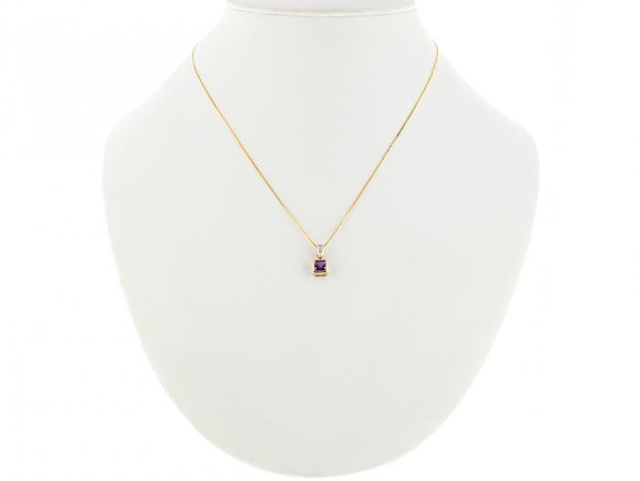 Amethyst & Diamond Pendant on Chain - Image 3