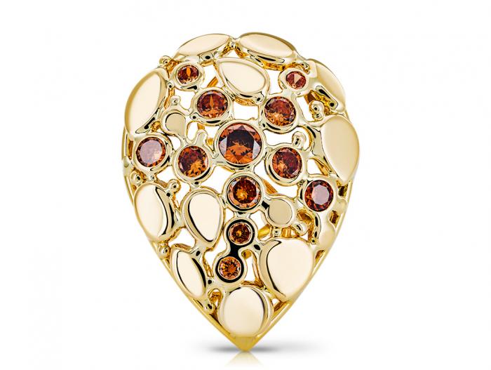 Orange Crystal Gold Ring