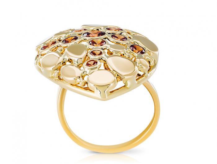 Orange Crystal Gold Ring - Image 3
