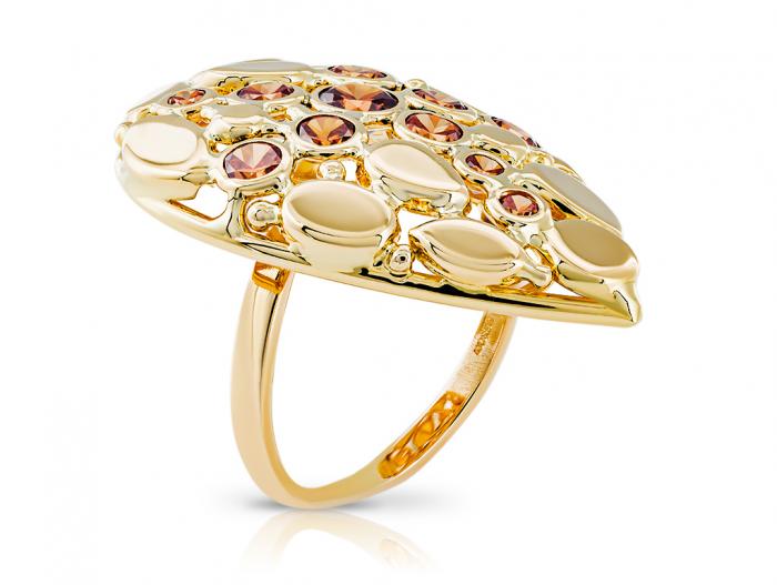Orange Crystal Gold Ring - Image 2
