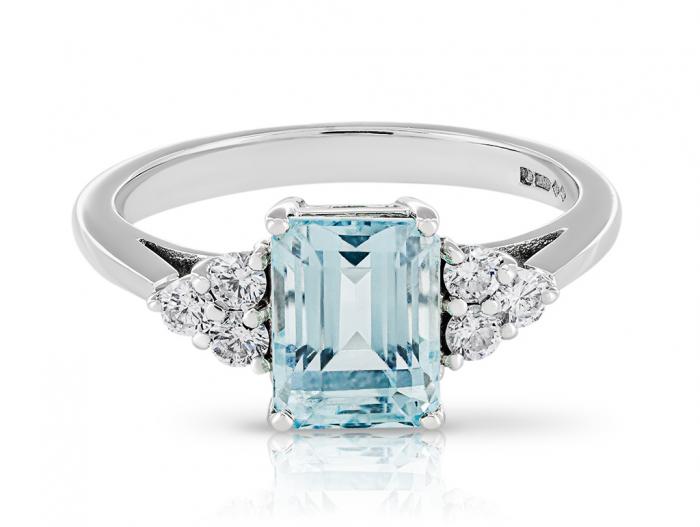 Aquamarine & Diamond Ring