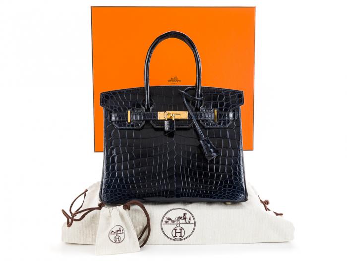 Hermes Birkin 30cm Navy Crocodile Bag - Image 6