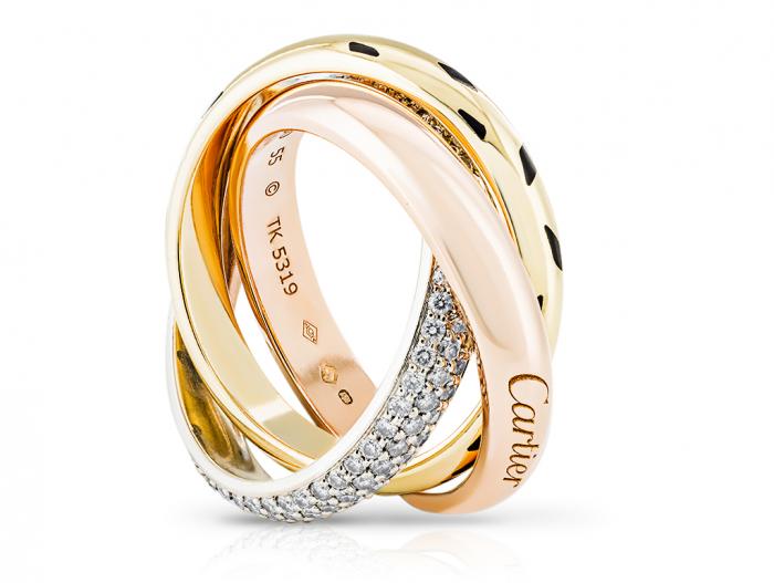 Cartier Trinity Sauvage Black Lacquer Diamond Ring - Image 2