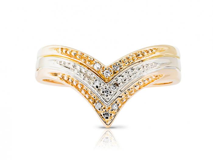 Diamond Wishbone Gold Ring