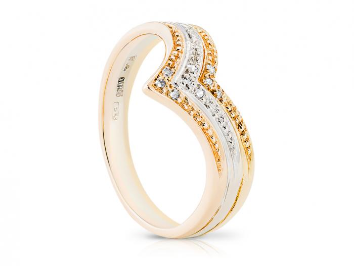 Diamond Wishbone Gold Ring - Image 2