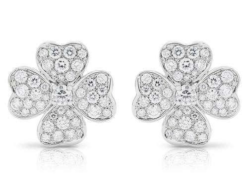 Four Leaf Clover Pave Diamond Earrings