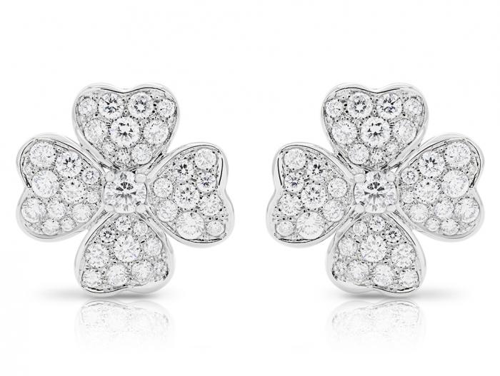 Four Leaf Clover Pave Diamond Earrings