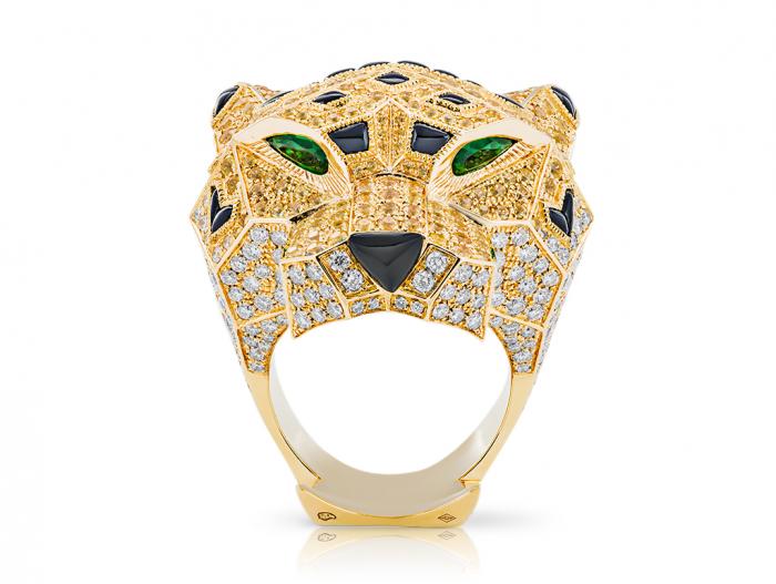 Diamond Round Brilliant Cut Men’s Panther Ring