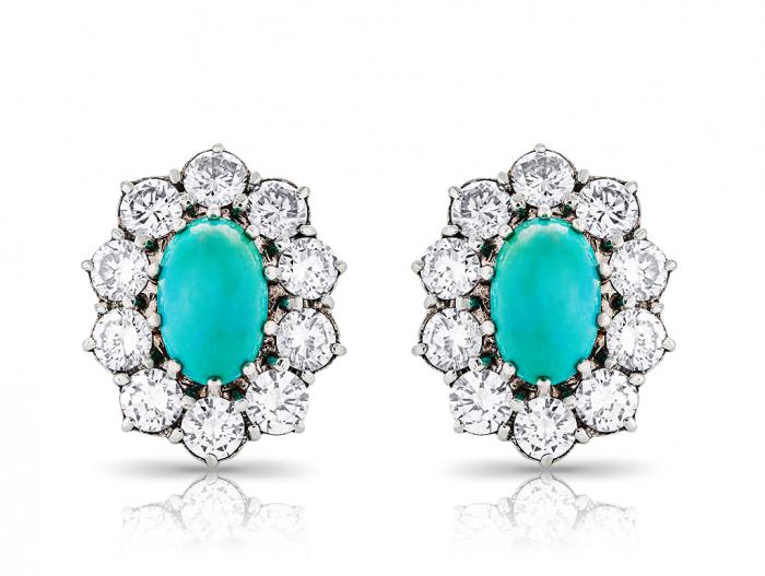 Turquoise & Diamond Earrings