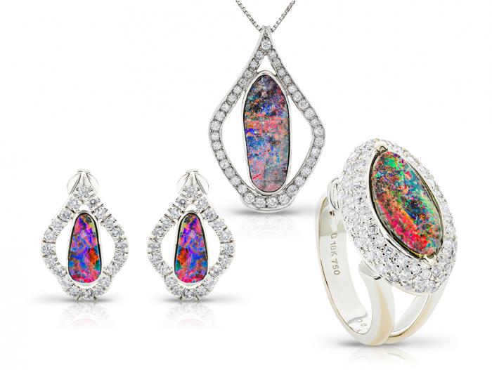 Opal & Diamond Set of Three