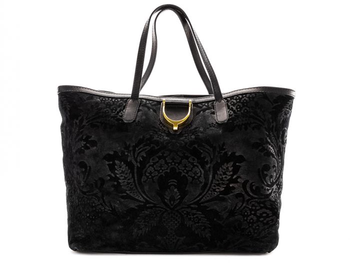 Gucci Brocade Leather Soft Stirrup Tote Bag