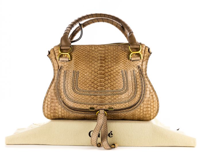 Chloe Marcie Python Satchel Crossbody Bag - Image 6