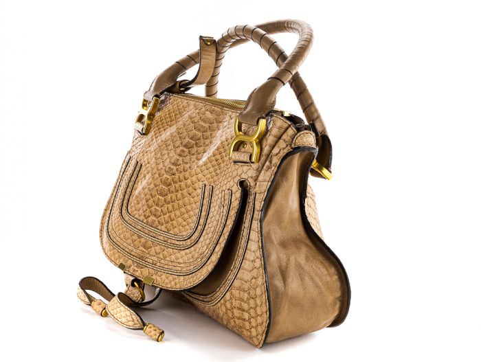 Chloe Marcie Python Satchel Crossbody Bag - Image 3