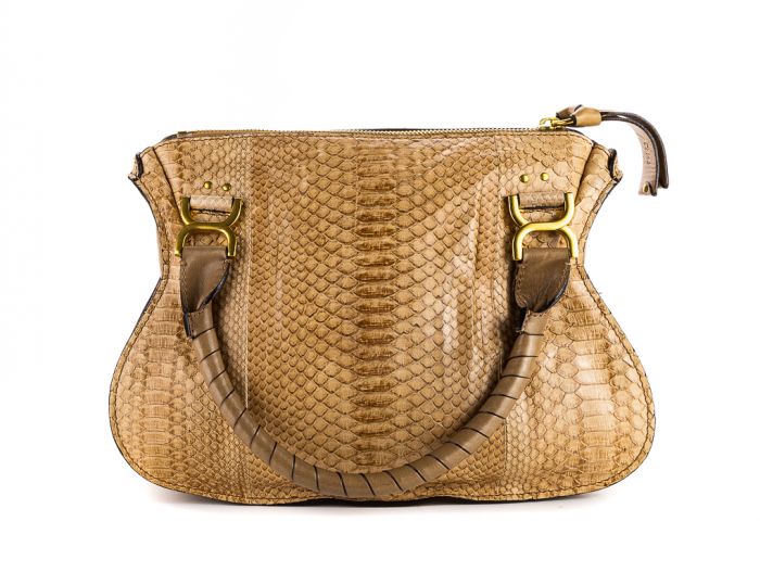 Chloe Marcie Python Satchel Crossbody Bag - Image 4