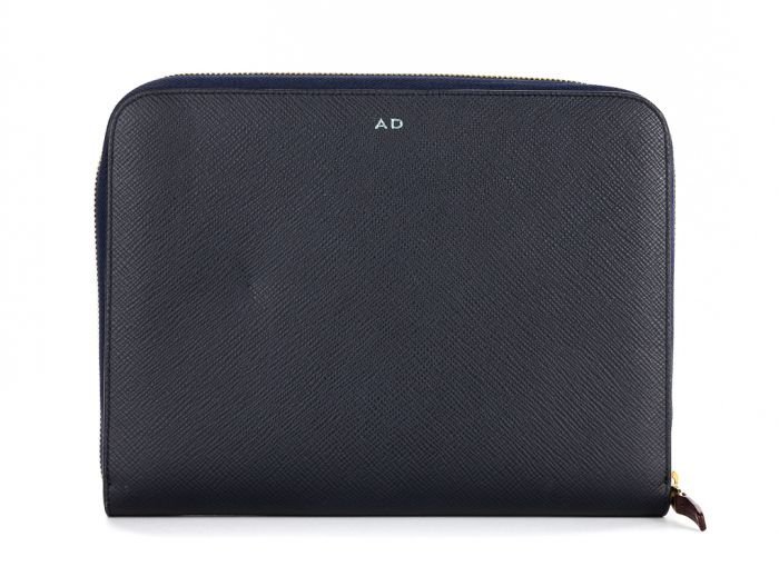 Smythson Panama Cross-Grain Leather Zip-Around Pouch  - Image 3