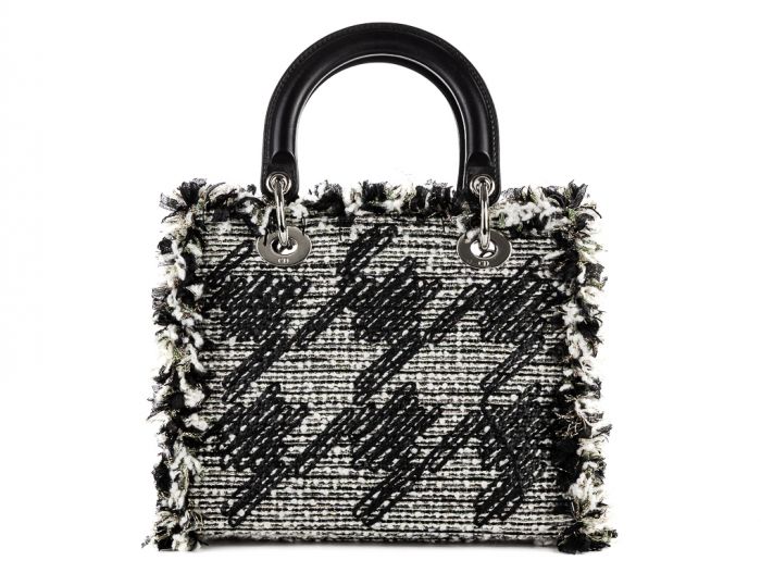 Christian Dior Medium Black & White Tweed Lady Dior Bag - Image 3