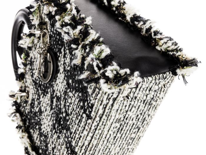 Christian Dior Medium Black & White Tweed Lady Dior Bag - Image 4