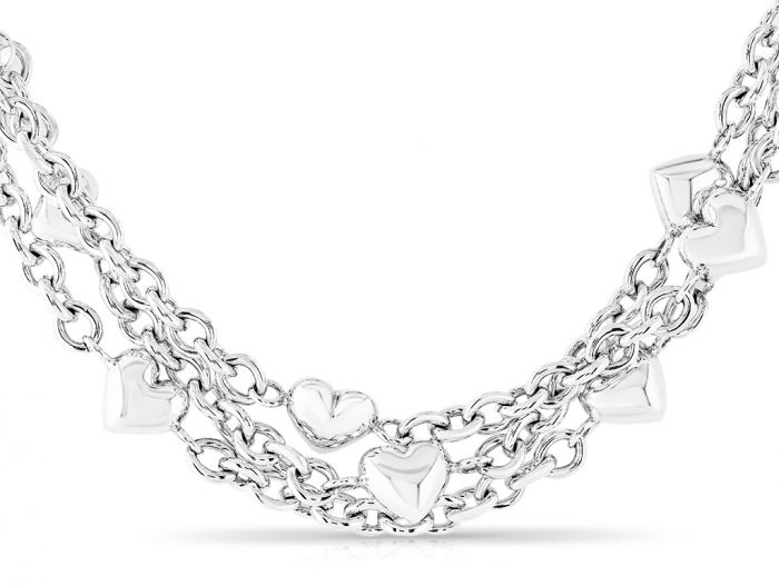 Tiffany & Co 3 Strand Puffy Heart Toggle Necklace