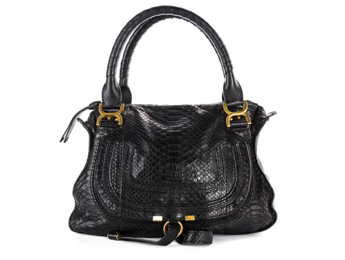 Chloe Marcie Python Satchel Crossbody Bag