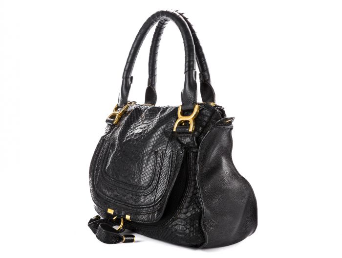 Chloe Marcie Python Satchel Crossbody Bag - Image 3