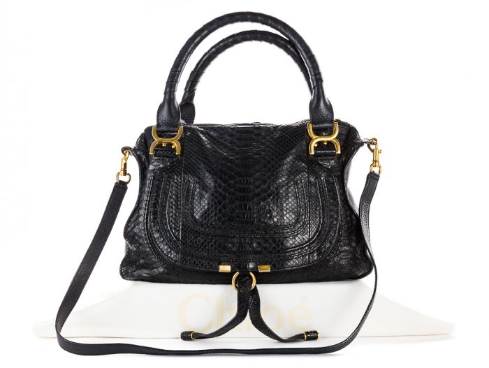 Chloe Marcie Python Satchel Crossbody Bag - Image 6