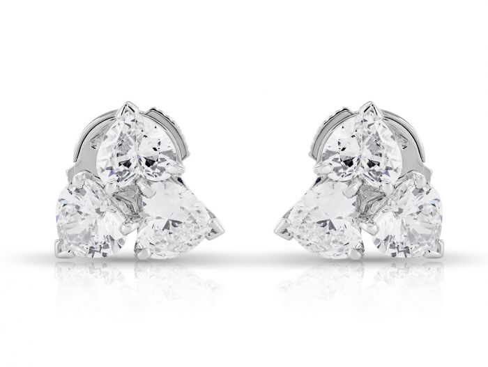 Cartier Heart Shape Diamond Stud Earrings