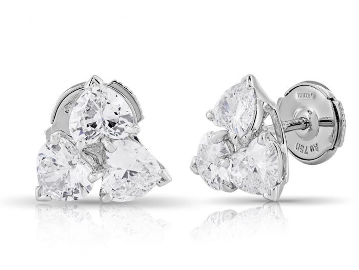 Cartier Heart Shape Diamond Stud Earrings - Image 2