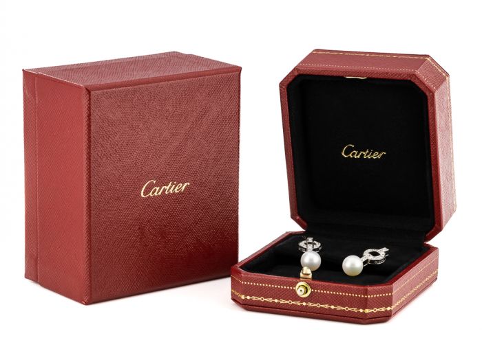 Cartier Himalia Pearl & Diamond Earrings - Image 3